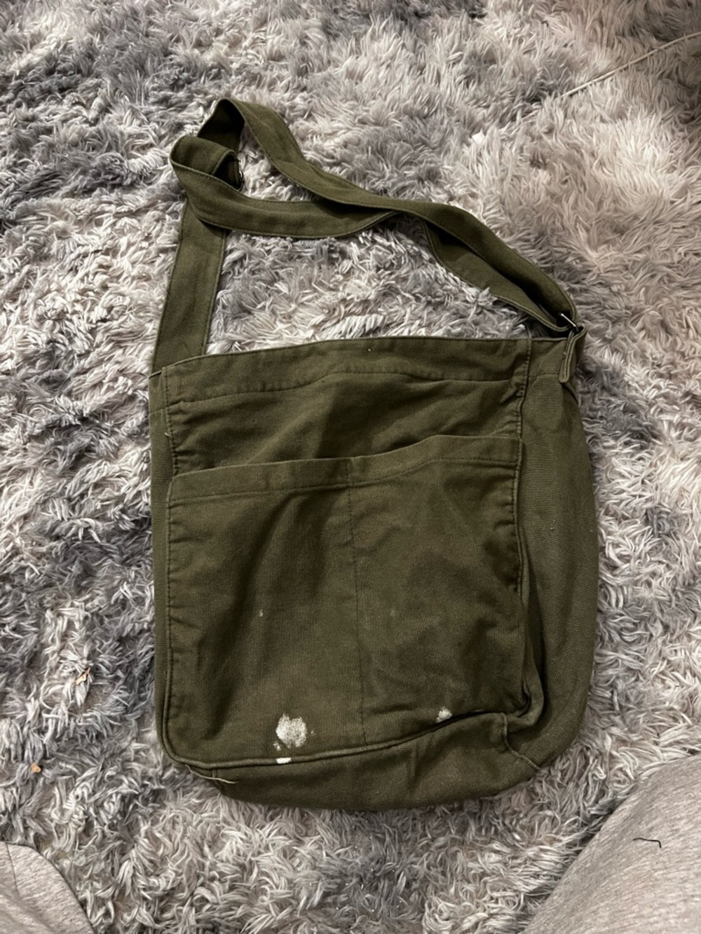 Olive Green Canvas Crossbody Shoulder Bag